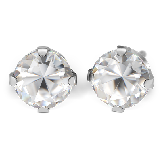 Cubic zirconia crown setting 4mm, surgical steel